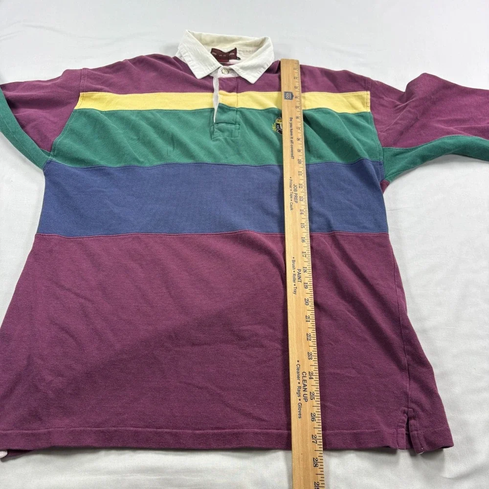 Vintage Chaps Ralph Lauren Rugby Shirt Mens XL Colorblock Long Sleeve 90s